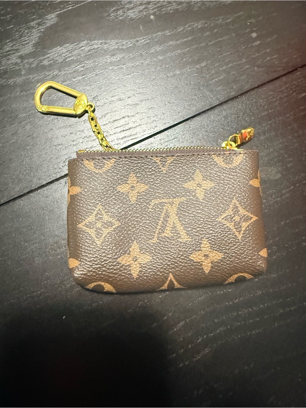 Louis Vuitton Monogram Key Pouch - Brown with Gold Hardware